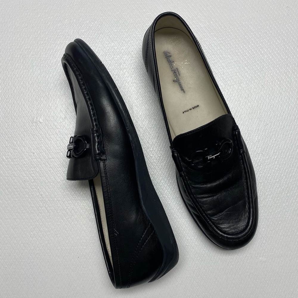 Salvatore Ferragamo Mens Black Dress Shoes 10B EUC